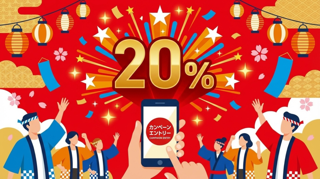 20%還元キャンペーン爆発ビジュアル

