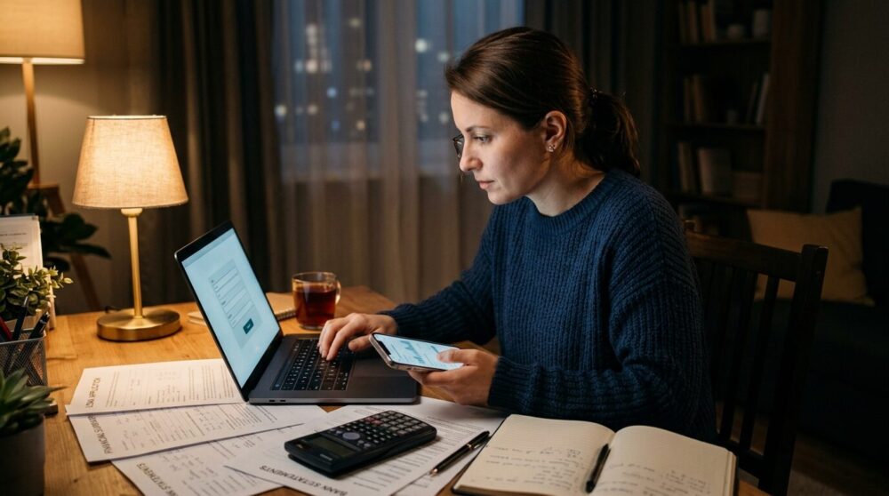 スマホとPCでWEB完結キャッシングを申し込む人のイメージ