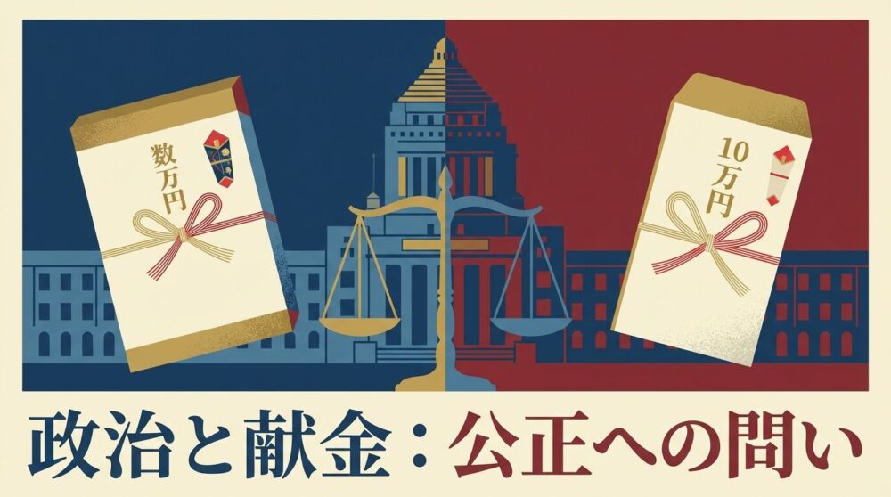 高市早苗カタログギフト問題と石破茂商品券問題の比較・歴代バラマキ炎上まとめイラスト