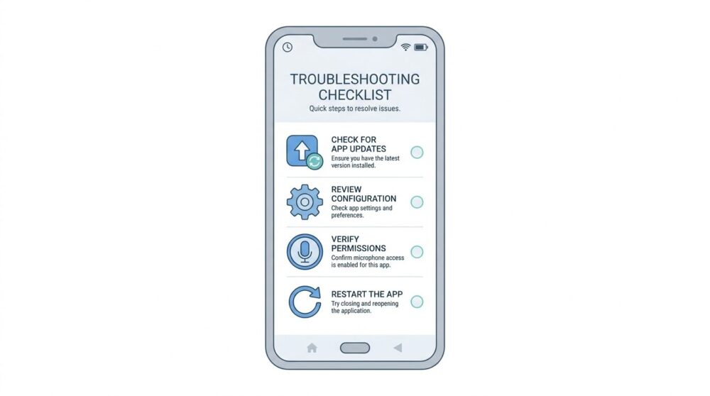 Google検索Liveが使えないときの対処法チェックリストのイラスト