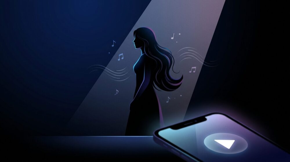 スポットライトの中に浮かぶ横顔シルエットのイラスト。Ado「ビバリウム」初実写MV・素顔披露ニュース記事のヘッダービジュアル。