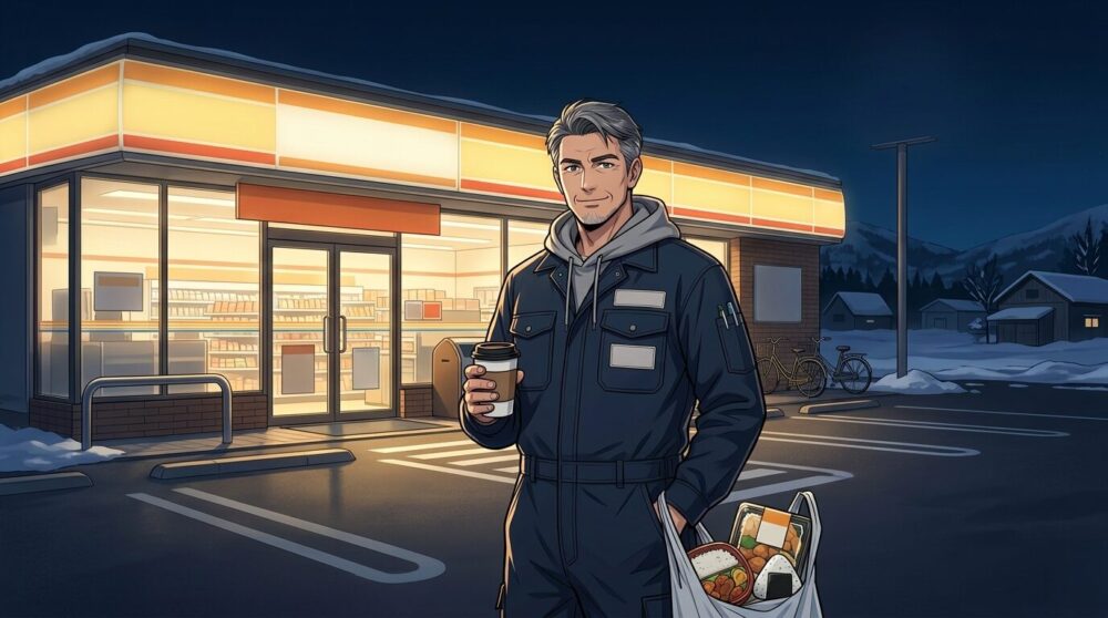 北海道出張 × コンビニ活用 × 未来感のあるアニメ調ビジュアル
