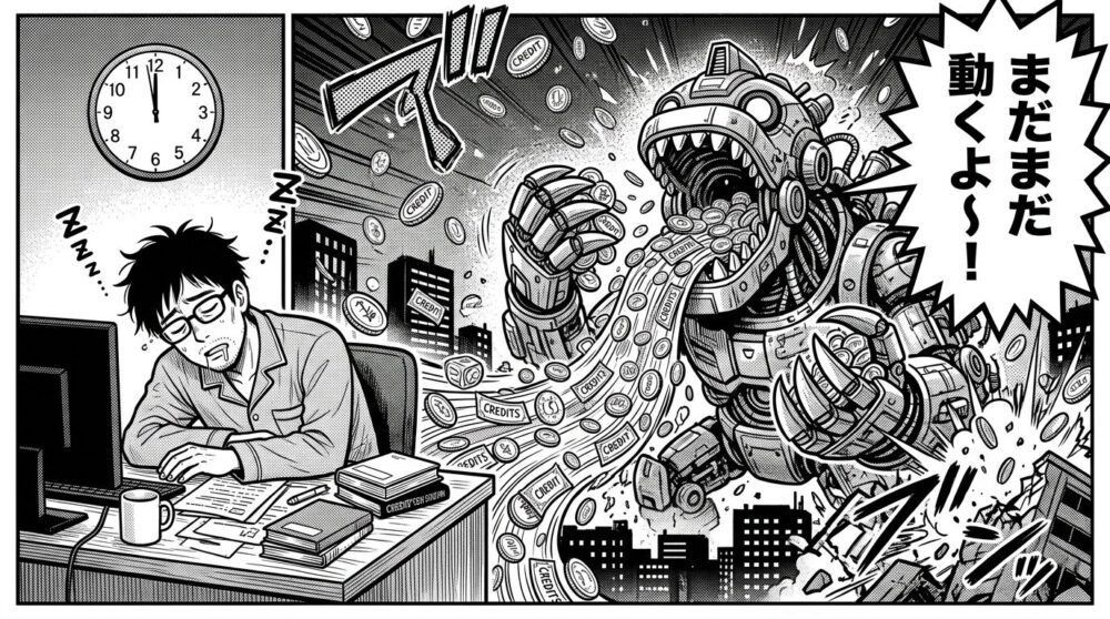 クレジットが知らない間に消えていくイメージイラスト
