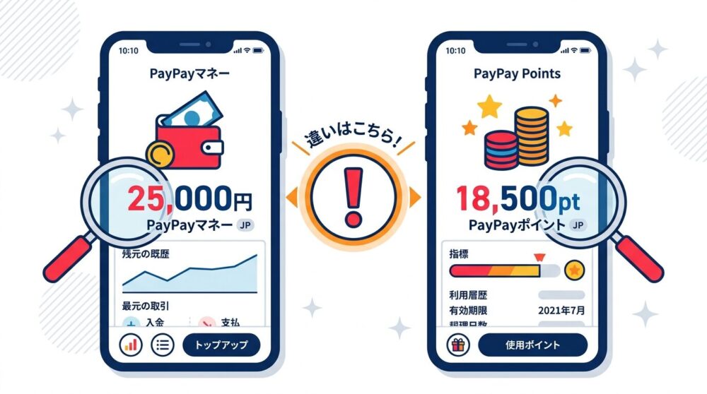 PayPayポイント残高をウォレット画面で確認する3ステップの手順イラスト
