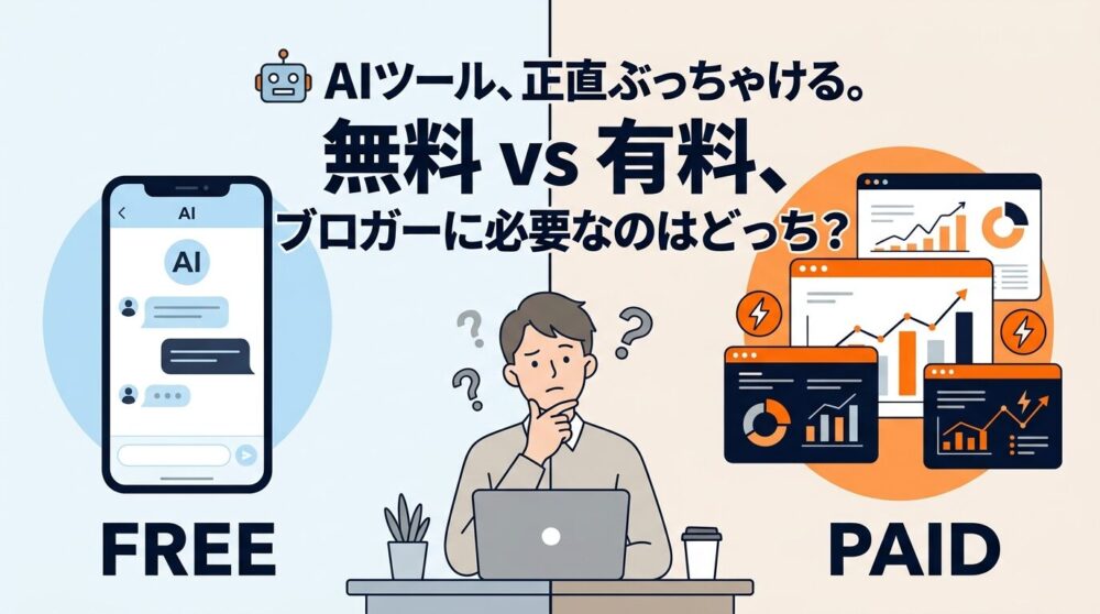 【2026年版】AIツール、ブロガーは無料で十分？正直に比較してみた