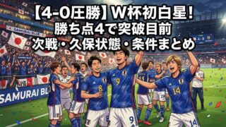🎌【速報】日本 4-0 チュニジア｜W杯初白星で突破目前！