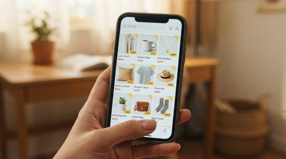 Amazon Haulの格安商品ラインナップをイメージしたショッピングアプリ